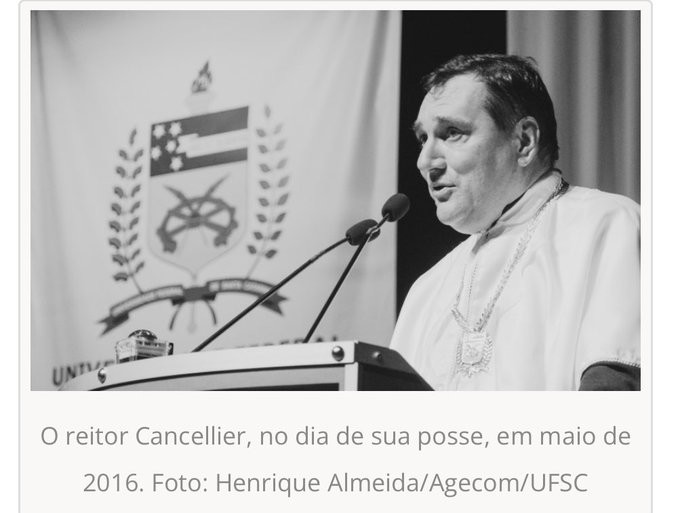 O reitor Cancellier, no dia de sua posse, em maio de 2016.