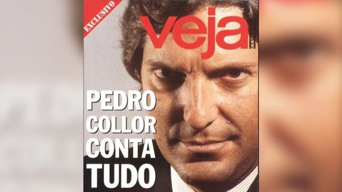 Banner da Veja com foto de Pedro Collor e o titulo: Pedro Collor Conta Tudo