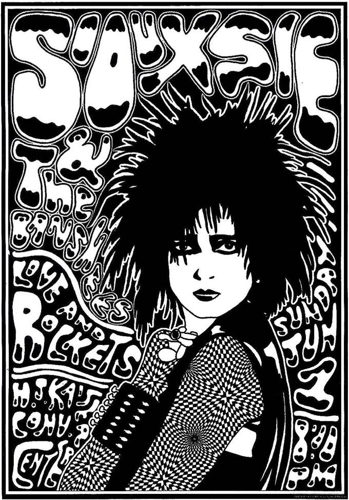 Cartaz da banda, com Siouxsie em destaque, em versão desenhada.
