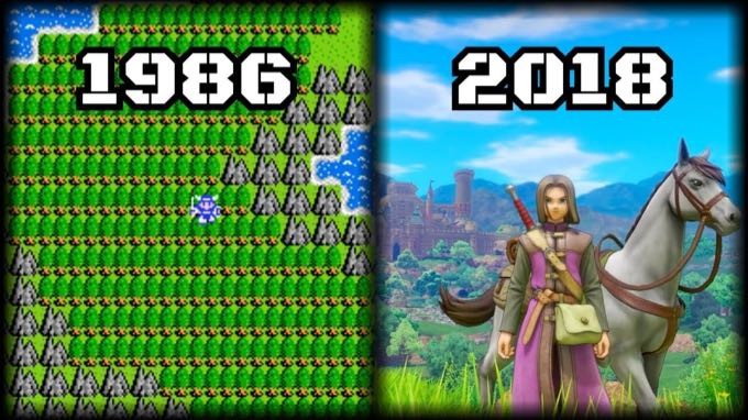 Lado a lado, o visual dos jogos da saga nos anos 1980 e na década passada.