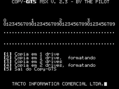 Tela do CopyGTS 2.3 para MSX