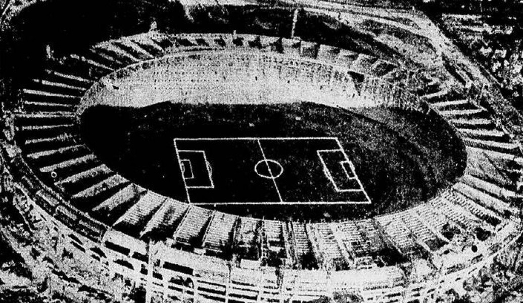 Foto panorâmica do estádio - Primeira página do Diário da Noite de 16/06/1950