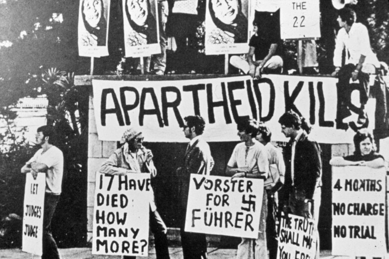 Um protesto contra o apartheid
