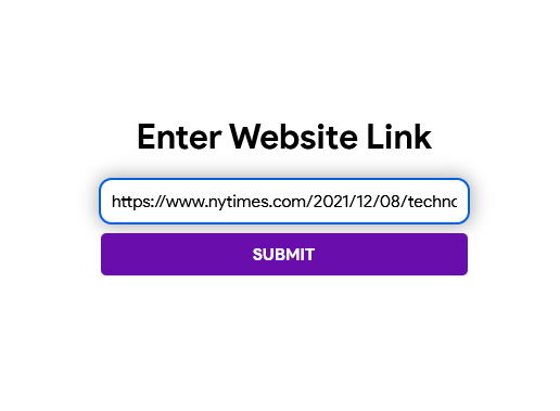 Interface do 13ft, com um campo para digitar a URL do site a ser aberto