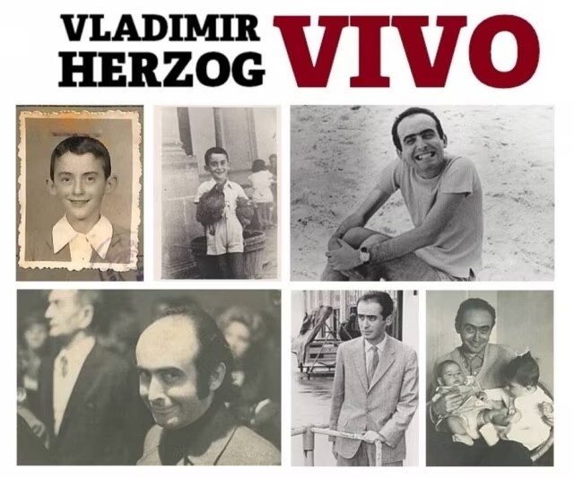 Mural de fotos celebra a vida de Herzog