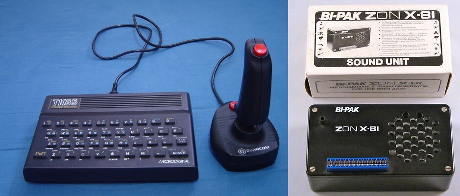 TK85 conectado a um joystick da Dynacom, e uma interface de áudio compatível com ele, do mercado internacional