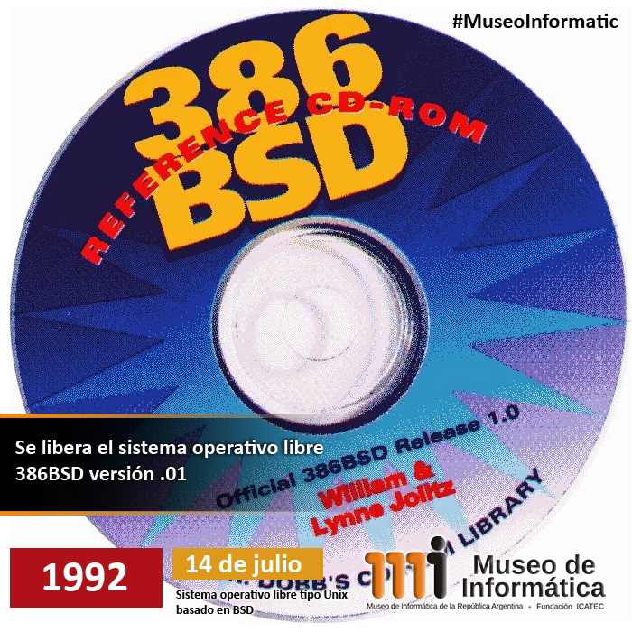 Foto de um CD-ROM do 386BSD 0.1