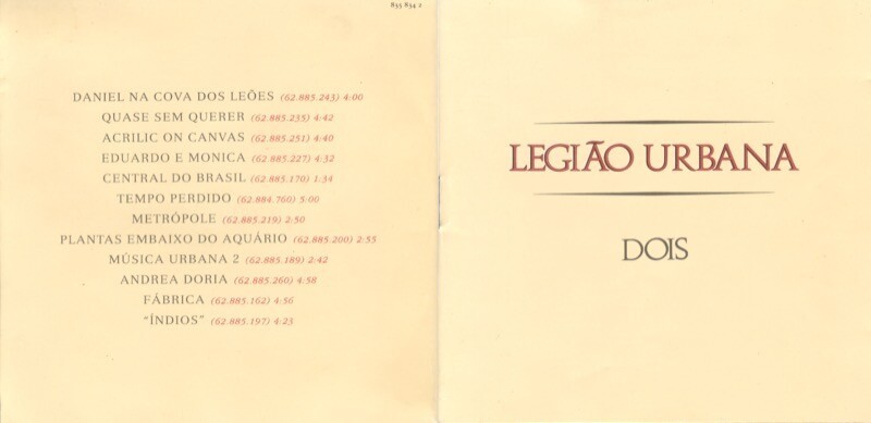 Lista de faixas e capa do CD “Dois“