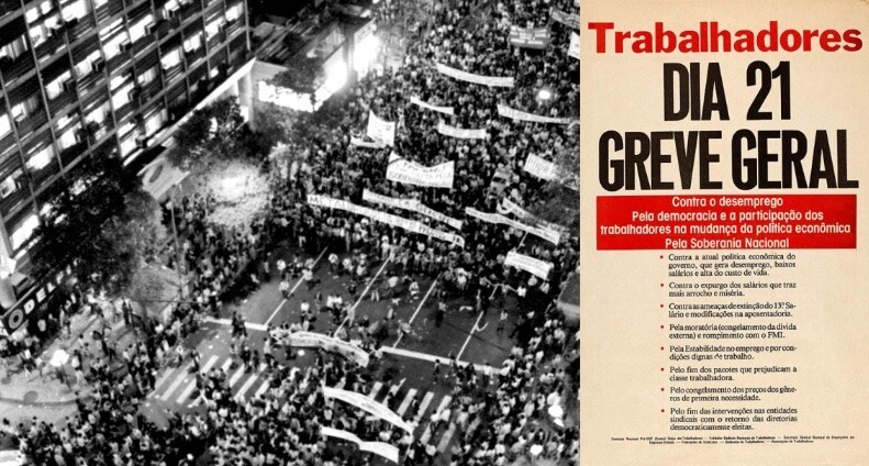 Protesto na av. Rio Branco, centro do Rio de Janeiro, contra o endurecimento do arrocho salarial