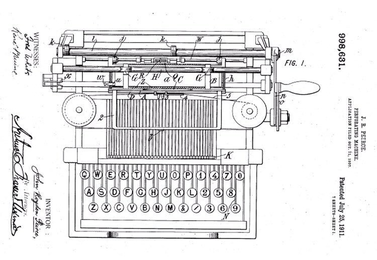 Diagrama da primeira patente recebida pela IBM