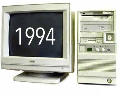 Um PC típico do início da década, com 1994 escrito em seu monitor