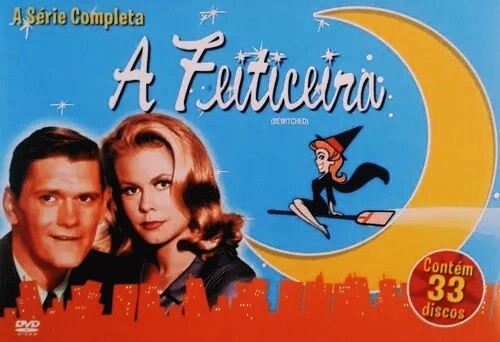 Capa da edição em LP mostra o casal protagonista e o desenho representando a personagem, sorridente e montada em uma vassoura, tendo a lua ao fundo.