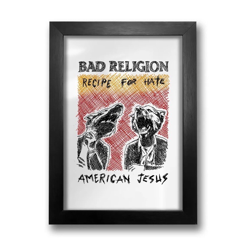 Poster com a arte da capa do álbum, e o subtítulo: American Jesus