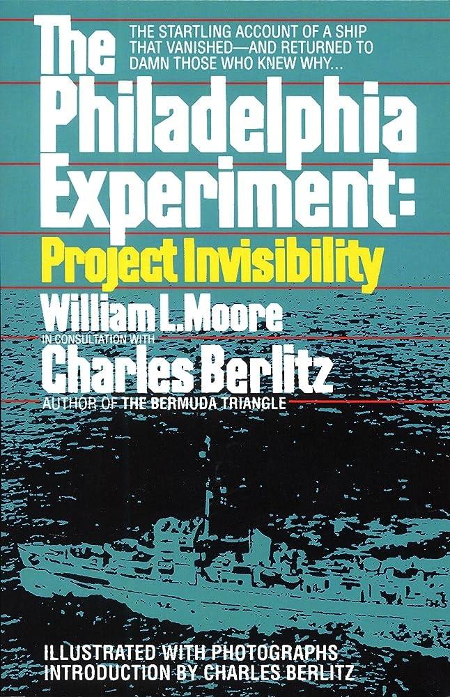Capa do livro The Philadelphia Experiment, de William L. Moore e Charles Berlitz, que narra o que se sabia – ou dizia – sobre o alegado experimento