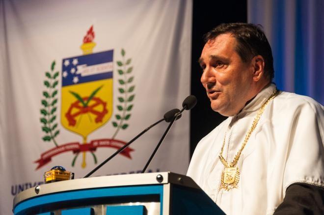 O reitor da UFSC, Luiz Carlos Cancellier, no dia de sua posse, em maio de 2016.