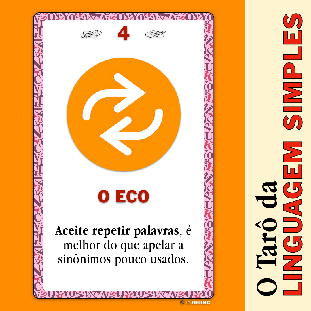 Imagem da carta descrita no post, contendo um ícone representando duas setas apontando uma para a outra, dando a ideia de repetição.