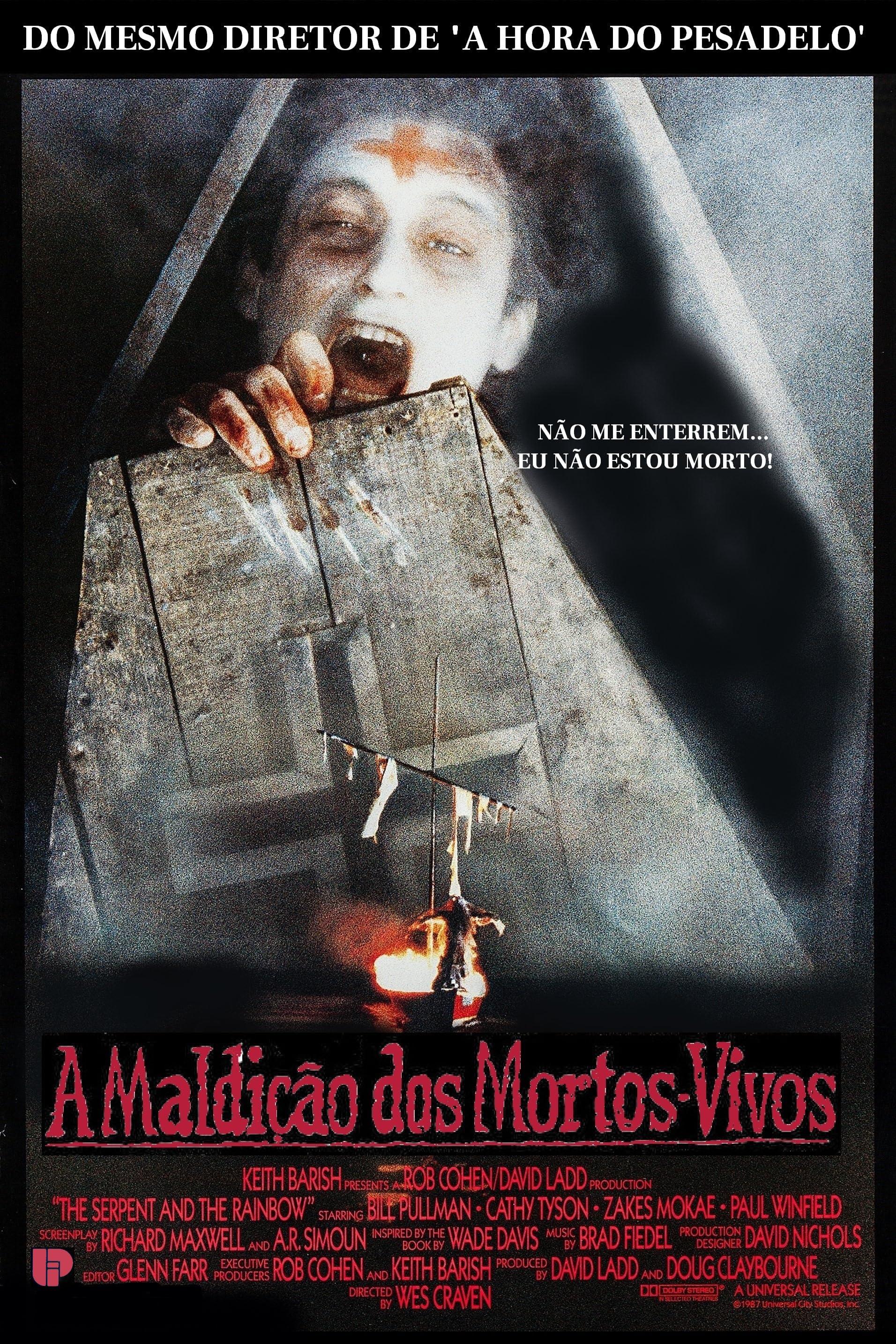 Cartaz do filme, mostrando um caixão sendo fechado sobre um homem com expressão aterrorizada, e a frase: não me enterrem, ainda estou vivo!