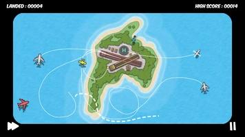 Print de tela do jogo, em fase com 2 pistas de pouso e um heliponto todos próximos entre si, com 5 aeronaves na tela, 4 delas com trajetória já definida.