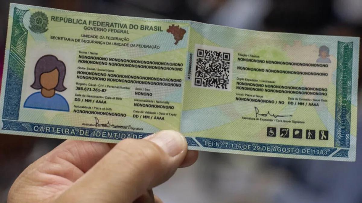Modelo de carteira de identidade contendo exemplo de 5 simbologias PCD disponíveis no documento: mobilidade, auditiva, intelectual, visual ou autismo
